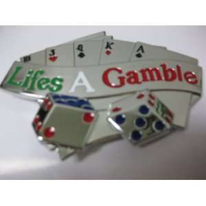  Lifes a Gamble Poker N Dices Belt Buckle 