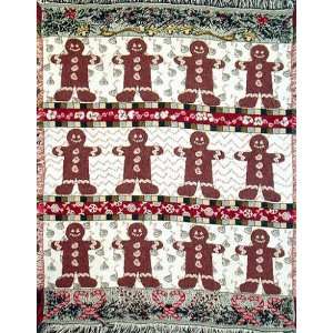  Gingerbread Man Holiday Afghan Throw Blanket: Home 