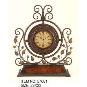  Wrought Iron Metal Sculpture Clock 28H 23W Art 681