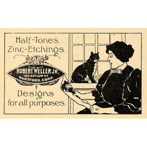  1899 Ad Half Tone Zinc Etch Robert Weller Design 180 