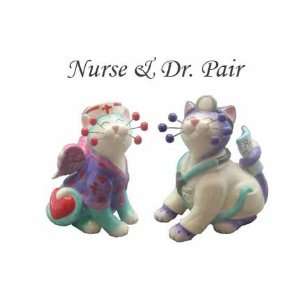  WhimsiClay Nurse and Doctor cat Pair 