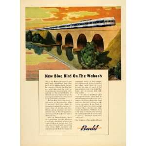1950 Ad Travel Budd Train Blue Bird Wabash Passenger   Original Print 