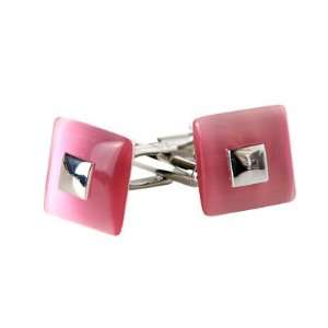  Riveting Pink Square Catseye style Silver Cufflinks by 