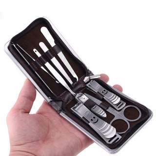 Manicure Grooming Set Kit Nail art Clipper Leather Case  