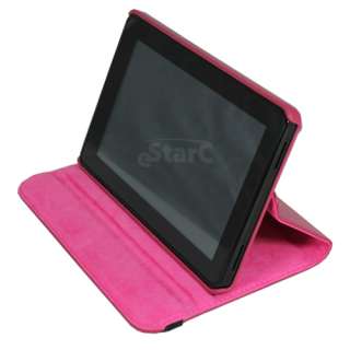 Hot Pink  Kindle Fire 360 Degree Rotating Leather Case Cover w 