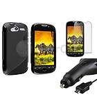 For HTC Mytouch 4G Black S line TPU Case Cover+AC+Car Charger+LCD 