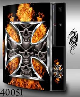 MADE IN USA   PS3 (Classic) Armored Skin  40051 Skull Iron Cross Fire 