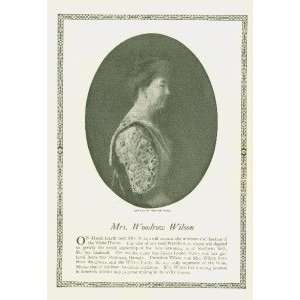  1913 Print First Lady Mrs Woodrow Wilson 