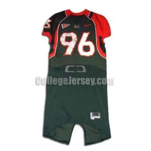  Green No. 96 Game Used Miami Nike Football Jersey Sports 