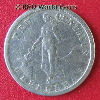   PHILIPPINES 1917 S 10 CENTAVOS SILVER SAN FRANCISCO MINT 17mm KM#169