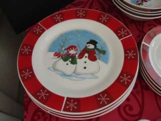 18 Pc Christmas Dishes Snowman Service for 4  