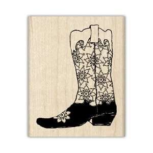  Cowgirl Boot Wood Mounted Rubber Stamp: Office Products