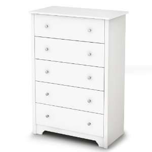  Vito Collection 5 Drawer Chest in Pure White Finish: Home 