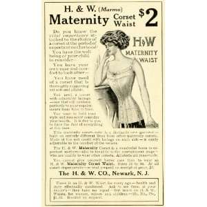 1910 Ad H. W. Maternity Waist Ladies Corset Lacing Motherhood Fashion 