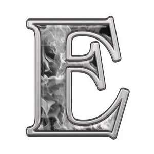  Reflective Letter E with Inferno Gray Flames   12 h 