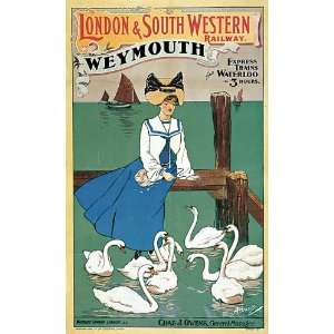  Lady Feeding Ducks Weymouth London Waterloo Travel in 