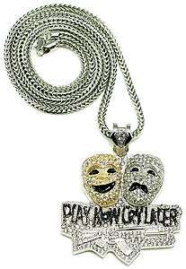 PLAY NOW CRY LATER New Iced Out Pendant Piece & 36 Inch Chain Hip Hop 
