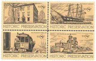   1440 43 8 Cent Historic Preservation Block of 4 Different Stamps   MNH