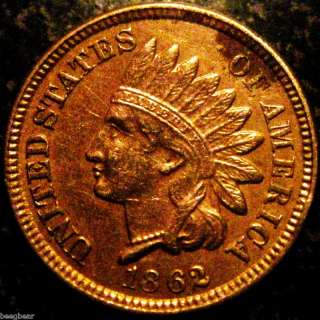 1862 Indian Head Cent 4 Full Diamonds Great Color  