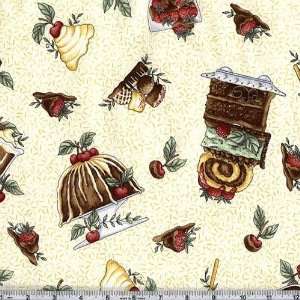   Tantalizing Sweets Cream Fabric By The Yard Arts, Crafts & Sewing