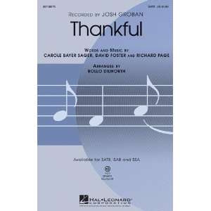  Thankful   SATB Choral Sheet Music Musical Instruments