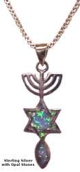 Messianic Seal Silver with Opals Silver & Opals Necklace  Necklace
