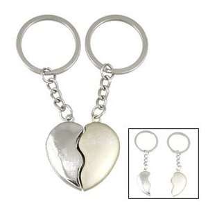  2 Pcs Split Heart Pendant Lovers Alloy Key Ring Chain 