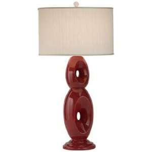  Thumprints Loop Red With White Shade Table Lamp