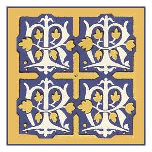Blue and Gold Arts & Crafts Geometric from Tile Counted Cross Stitch 