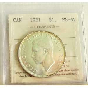  1951 Canada Dollar ICCS MS 62 [#24] 
