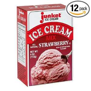 Junket Strawberry Ice Cream Mix, 4 Ounce Box (Pack of 12):  
