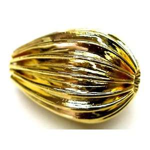  Gold Corrugated teardrop metal bead. (6 pcs) 050902 Arts 