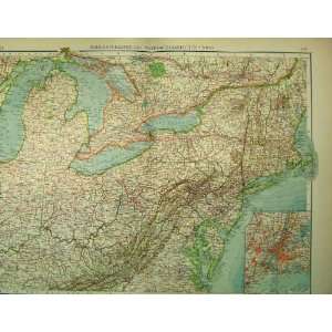  1910 German Map United States America Lakes Canada: Home 