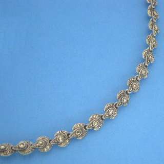 N129 Sterling Silver Marcasite 18 Necklace Free S/H  