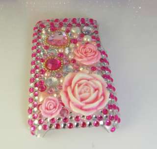 3D Bling Rose Hard back Case for iPhone 3G 3GS Pink1 DP12  