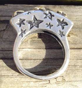 FUN SIGNED DIAN MALOUF STERLING/14KYG STARS STACK RING SIZE 7.5 