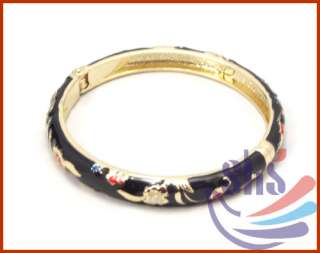 Charming Enameled Metal Bracelet Bangle with Spring Clasp for Adult S 