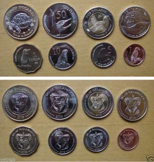 2008 Islas Galapagos Set of 8 Pieces Coins UNC 〓  