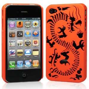 Orange / Plastic Case For Apple iPhone 4 Dragon Design+Free Screen 