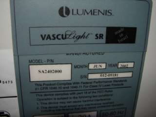 Lumenis VascuLight SR Laser IPL Hair Removal System Calibration Power 