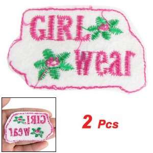  2 Pcs Clothes Decor Embroidered Fuchsia Letters Print Patch Iron 