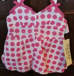 NEW! GUESS GIRLS PINK & WHITE DRESS AND SHORTS OUTFIT SIZE 12 MOS NWT 
