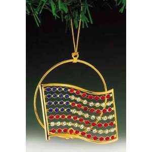  American Flag Gold Plated Swarovski Crystal Ornament