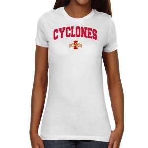 ISU Cyclones Tshirt : Iowa State Cyclones Ladies White Logo Arch Slim 