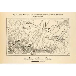 com 1882 Relief Line block Map Volcanoes Hot Springs Apennines Italy 