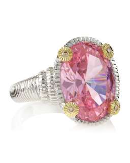 Judith Ripka Loopty Loo Pink Crystal Ring, Size 7  