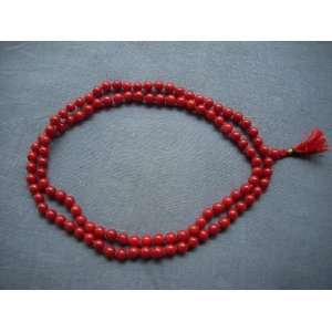  Moonga (Coral) Full Mala with Traditional Knots (108+1) Beads 
