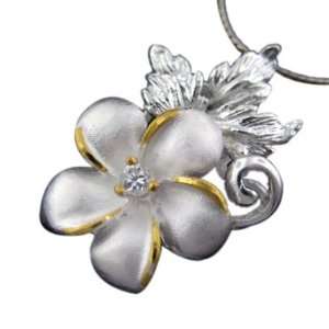  925 Silver Plumeria & Maile Pendant Hawaiian Jewelry 
