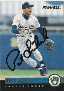 PAT LISTACH SIGNED CARD BREWERS 1992 MLB ROOKIE OF THE YEAR LOOK 