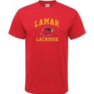 Lamar Cardinals Red Lacrosse Arch T Shirt:  Sports 